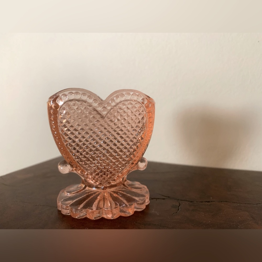 Vintage Rose Glass Heart 2.5” Tall